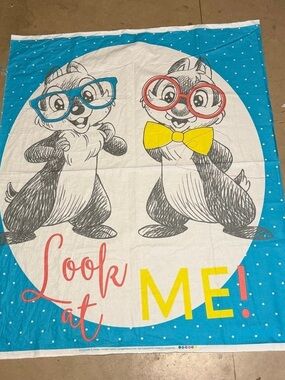 Camelot Fabrics Disney Dress to Impress Chip n Dale Look at Me Blue Panel Blue